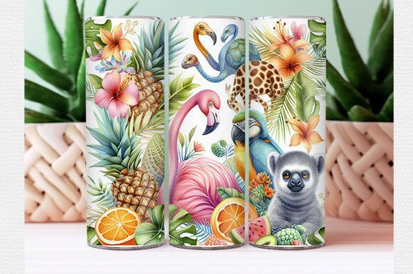 Download Watercolor Tropical Animal Tumbler Wrap - Animal tumbler wrap Collection