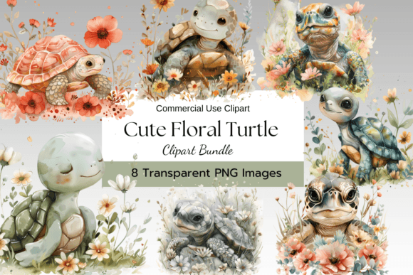 Download Cute Floral Turtle Sublimation Clipart - Floral turtle sublimation Collection