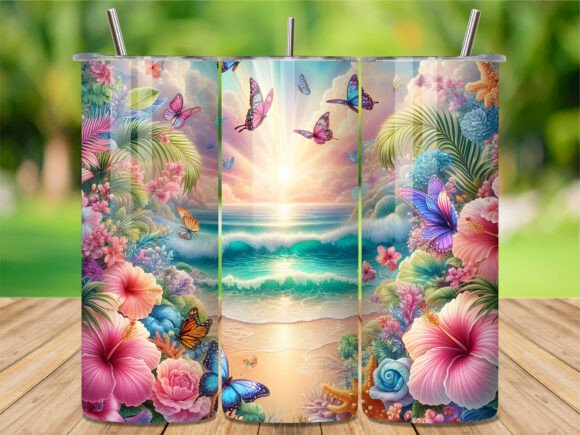 Download Tropical Hibiscus Sea Beach Tumbler Wrap - Beach tumbler wrap Collection