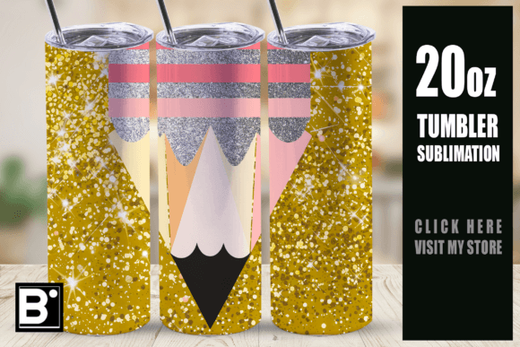 Download Glitter Pencil Teacher Tumbler Wrap 20oz - Premium Resources