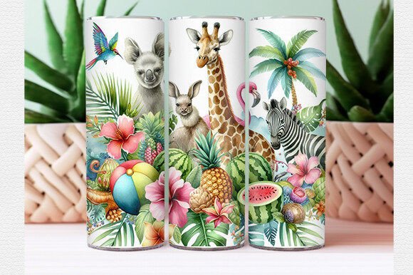 Download Watercolor Tropical Animal Tumbler Wrap - Animal tumbler wrap Collection