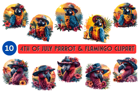 Download 4Th Parrot &amp; Flamingo Clipart - Premium Resources