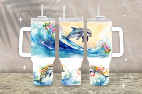 Download Dolphin Floral Sublimation Tumbler Wrap - Sublimation tumbler wrap Collection