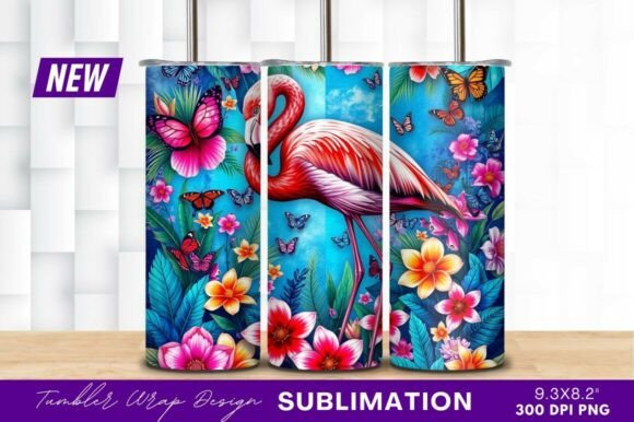 Download Flamingo Among Flowers Tumbler - Premium Resources
