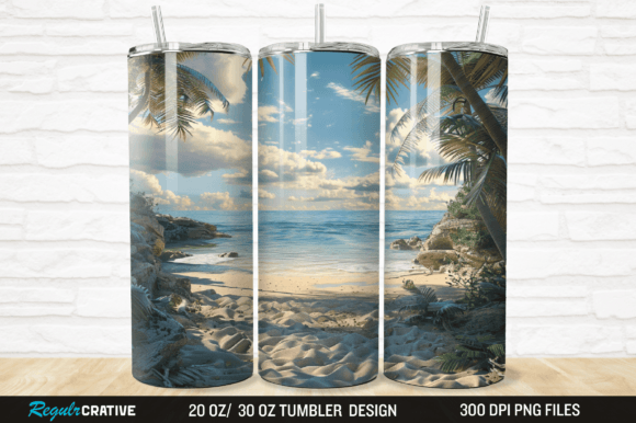 Download 3D Beach Tumbler Wrap 20 Oz and 30 Oz - Beach tumbler wrap Collection