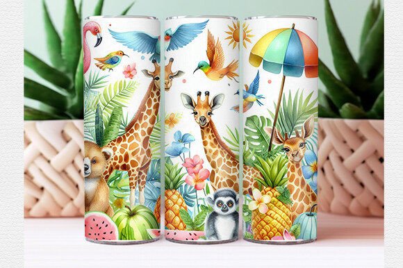 Download Watercolor Tropical Animal Tumbler Wrap - Animal tumbler wrap Collection