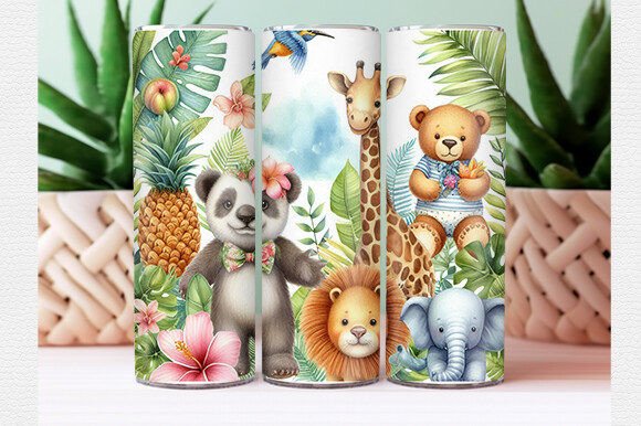 Download Watercolor Tropical Animal Tumbler Wrap - Animal tumbler wrap Collection