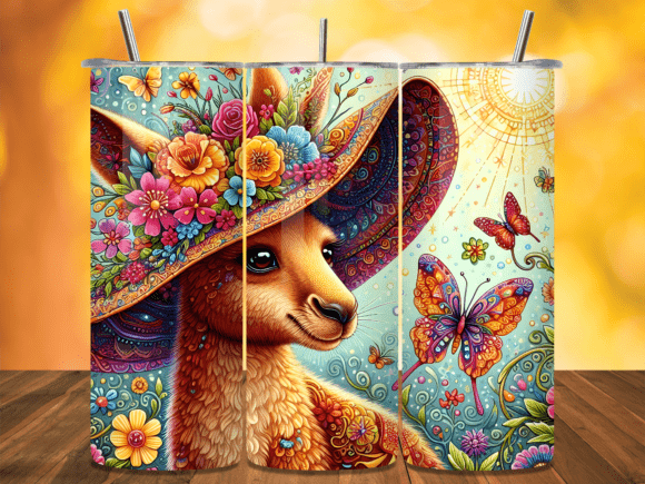 Download Floral Kangaroo BoHo Animal Tumbler Wrap - Animal tumbler wrap Collection