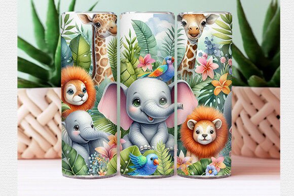 Download Watercolor Tropical Animal Tumbler Wrap - Animal tumbler wrap Collection