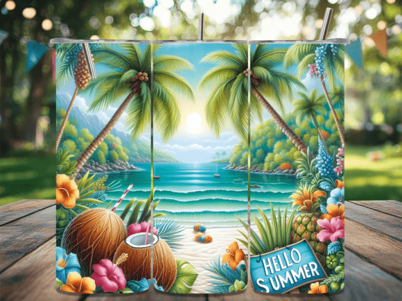 Download Hello Summer Tropical Beach Tumbler Wrap - Beach tumbler wrap Collection