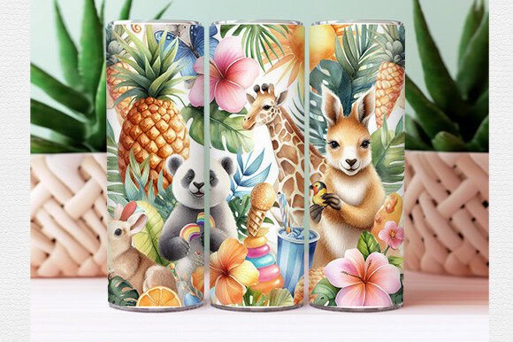 Download Watercolor Tropical Animal Tumbler Wrap - Animal tumbler wrap Collection