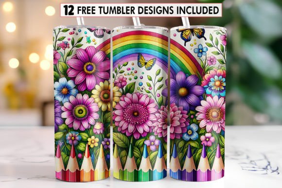 Download Glitter Pencil Teacher Tumbler Wrap - Premium Resources