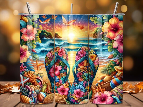 Download Tropical Flip Flops Beach Tumbler Wrap - Beach tumbler wrap Collection