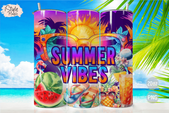 Download Summer Vibes Beach Tumbler Wrap PNG - Beach tumbler wrap Collection