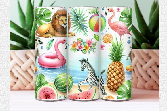 Download Watercolor Tropical Animal Tumbler Wrap - Animal tumbler wrap Collection
