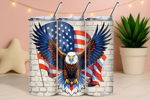 Download Bald Eagle Wings Spread Flag Background Tumbler - Eagle wings spread Collection
