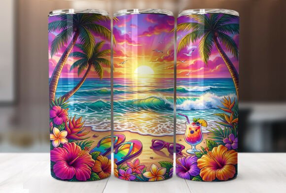 Download Tropical Sunset Beach Tumbler Wrap PNG - Beach tumbler wrap Collection