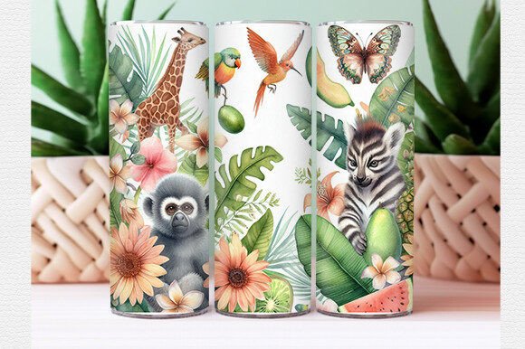 Download Watercolor Tropical Animal Tumbler Wrap - Animal tumbler wrap Collection