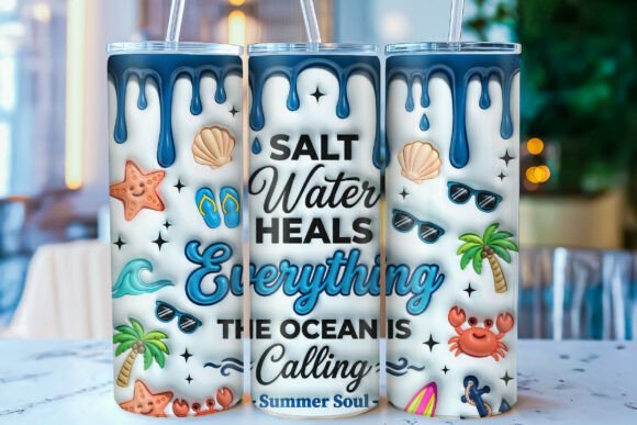 Download 3D Inflated Summer Beach Tumbler Wrap - Beach tumbler wrap Collection